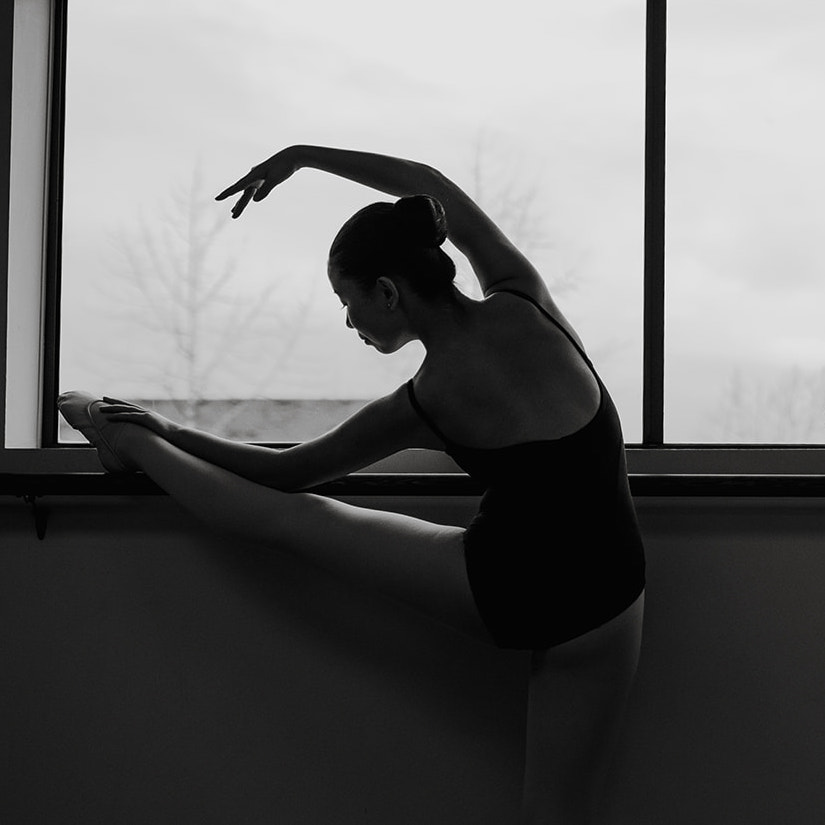 teenage girl in ballet pose